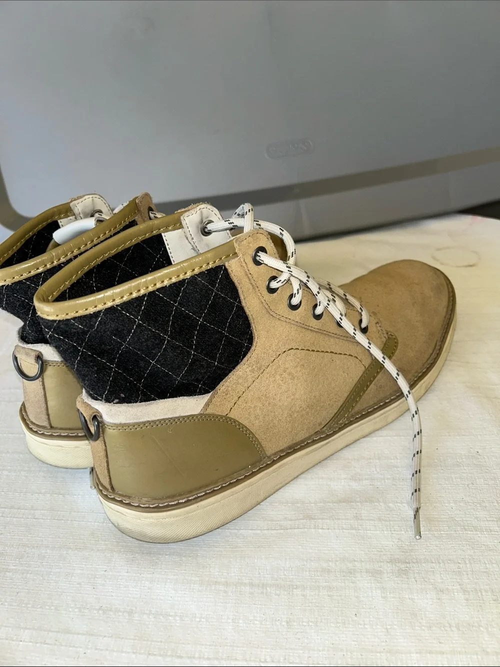 Puma Tan Suede Chukka Boots with Black Quilted Collar